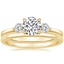 18K Yellow Gold Perfect Fit Three Stone Diamond Ring with Petite Comfort Fit Wedding Ring