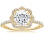 18KY Moissanite Reina Halo Diamond Ring, smalltop view