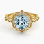 Yellow Gold Aquamarine Cadenza Halo Diamond Ring