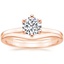 14K Rose Gold Six Prong Hidden Halo Diamond Ring with Petite Curved Wedding Ring