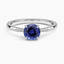 18KW Sapphire Laurel Engraved Ring, smalltop view