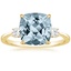18KY Aquamarine Selene Three Stone Diamond Ring (1/10 ct. tw.), smalltop view