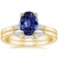 18KY Sapphire Tapered Baguette Diamond Bridal Set, smalltop view