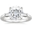 18KW Moissanite Tapered Baguette Three Stone Diamond Ring, smalltop view