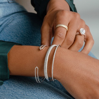 Chevron-Inspired Diamond Bangle Bracelet