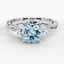 Aquamarine Three Stone Petite Twisted Vine Diamond Ring (2/5 ct. tw.) in 18K White Gold