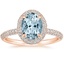 Rose Gold Aquamarine Valencia Halo Diamond Ring (1/2 ct. tw.)
