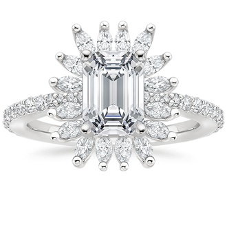 Unique Marquise Diamond Halo Engagement Ring