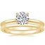 18K Yellow Gold Secret Halo Diamond Ring with Petite Comfort Fit Wedding Ring