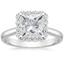 18KW Moissanite Lotus Flower Halo Diamond Ring (1/4 ct. tw.), smalltop view