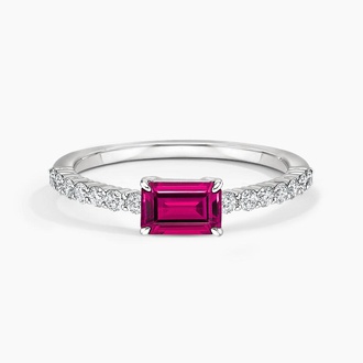 Beatrice Lab Created Ruby and Diamond Ring (1/4 ct. tw.) in 18K White Gold