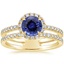 Yellow Gold Sapphire Linnia Halo Diamond Ring (2/3 ct. tw.)