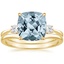 18KY Aquamarine Selene Diamond Ring (1/10 ct. tw.) with Petite Curved Wedding Ring, smalltop view