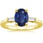 18KY Sapphire Tapered Baguette Three Stone Diamond Ring, smalltop view