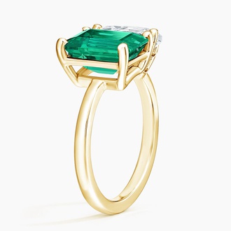 Toi et Moi Lab Emerald and White Topaz Cocktail Ring in 18K Yellow Gold