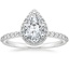 18K White Gold Shared Prong Halo Diamond Ring, smalltop view