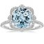 18KW Aquamarine Reina Halo Diamond Ring, smalltop view
