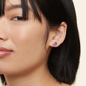 Purple Gemstone Cluster Earrings