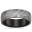 Modern Meteorite and Black Tungsten Wedding Ring 