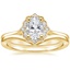 18K Yellow Gold Coralie Diamond Ring with Chevron Ring
