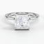 Moissanite Secret Halo Diamond Ring in 18K White Gold