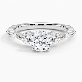 Marquise and Round Three Stone Diamond Engagement Ring