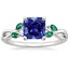 18KW Sapphire Willow Ring With Lab Emerald Accents, smalltop view