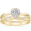 18K Yellow Gold Alouette Ring with Petite Twisted Vine Diamond Ring (1/8 ct. tw.)