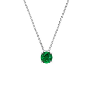 Jewels By Lux 10K White Gold Womens Round Lab Created Emerald Solitaire Pendant 1 1/3 Cttw 