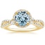 Yellow Gold Aquamarine Luxe Willow Halo Diamond Ring (2/5 ct. tw.)