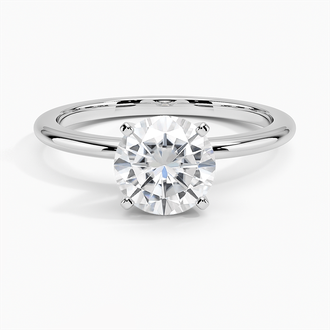 Moissanite Four-Prong Petite Comfort Fit Solitaire Ring