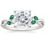 18KW Moissanite Willow Ring With Lab Emerald Accents, smalltop view