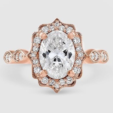 rose gold cadenza halo diamond ring