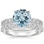 18KW Aquamarine Luxe Shared Prong Diamond Ring with Petite Shared Prong Diamond Ring, smalltop view