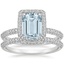 18KW Aquamarine Valencia Halo Diamond Bridal Set, smalltop view