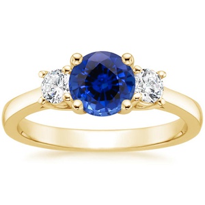 Sapphire Petite Three Stone Trellis Diamond Ring (1/3 ct. tw.) in 18K ...