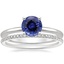18KW Sapphire Four-Prong Petite Comfort Fit Ring with Whisper Eternity Diamond Ring, smalltop view