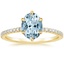 Yellow Gold Aquamarine Six Prong Luxe Viviana Diamond Ring (1/3 ct. tw.)