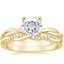 18KY Moissanite Twisted Vine Ring with Petite Twisted Vine Diamond Ring (1/8 ct. tw.), smalltop view