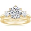 18K Yellow Gold Three Stone Catalina Diamond Ring (1/2 ct. tw.) with Petite Comfort Fit Wedding Ring