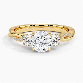 18K Yellow Gold Petite Twisted Vine Three Stone Diamond Ring (2/5 ct. tw.)