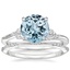 18KW Aquamarine Camellia Diamond Ring with Alena Diamond Ring, smalltop view