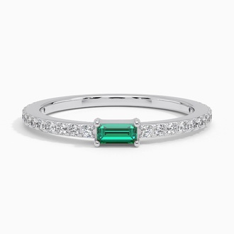 Rita Lab Grown Emerald and Diamond Ring in 18K White Gold