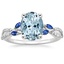 Aquamarine Luxe Willow Sapphire and Diamond Ring (1/8 ct. tw.) in 18K White Gold