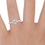 18K White Gold Six Prong Hidden Halo Diamond Ring, smallzoomed in top view on a hand