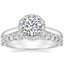 18K White Gold Lotus Flower Diamond Ring (1/3 ct. tw.) with Shared Prong Diamond Ring (2/5 ct. tw.)