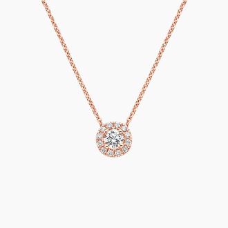 Diamond Halo Pendant in 14K Rose Gold
