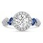 Custom Feathered Halo Diamond and Sapphire Ring
