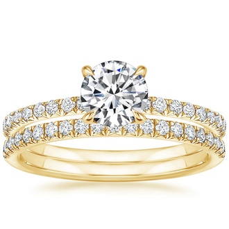 18K Yellow Gold Delicate Amelie Diamond Bridal Set