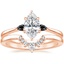14K Rose Gold Aria Ring with Black Diamond Accents with Lunette Diamond Ring